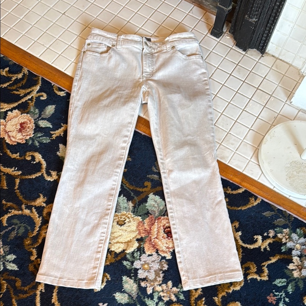 Chico's Cream Straight Leg‎ Jeans Classic Denim